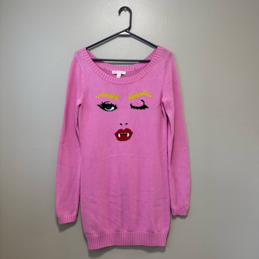 Vtg Betsey Johnson Marilyn Fang Sweater Dress